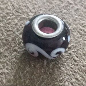 Purple and White Glass Bead Charm